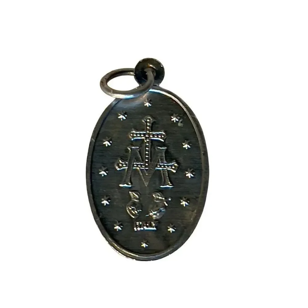 VTG Blessed Virgin Mary Miraculous Medal Metal Pendant Army Soldier Carried WWII